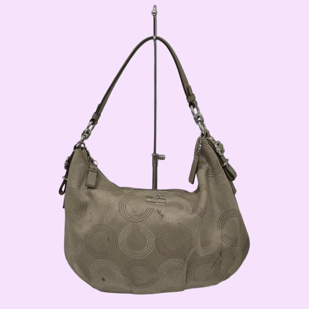 Coach Madison Tan Jacquard Hobo Shoulder Bag Designer Purse vintage bag y2k bag‎